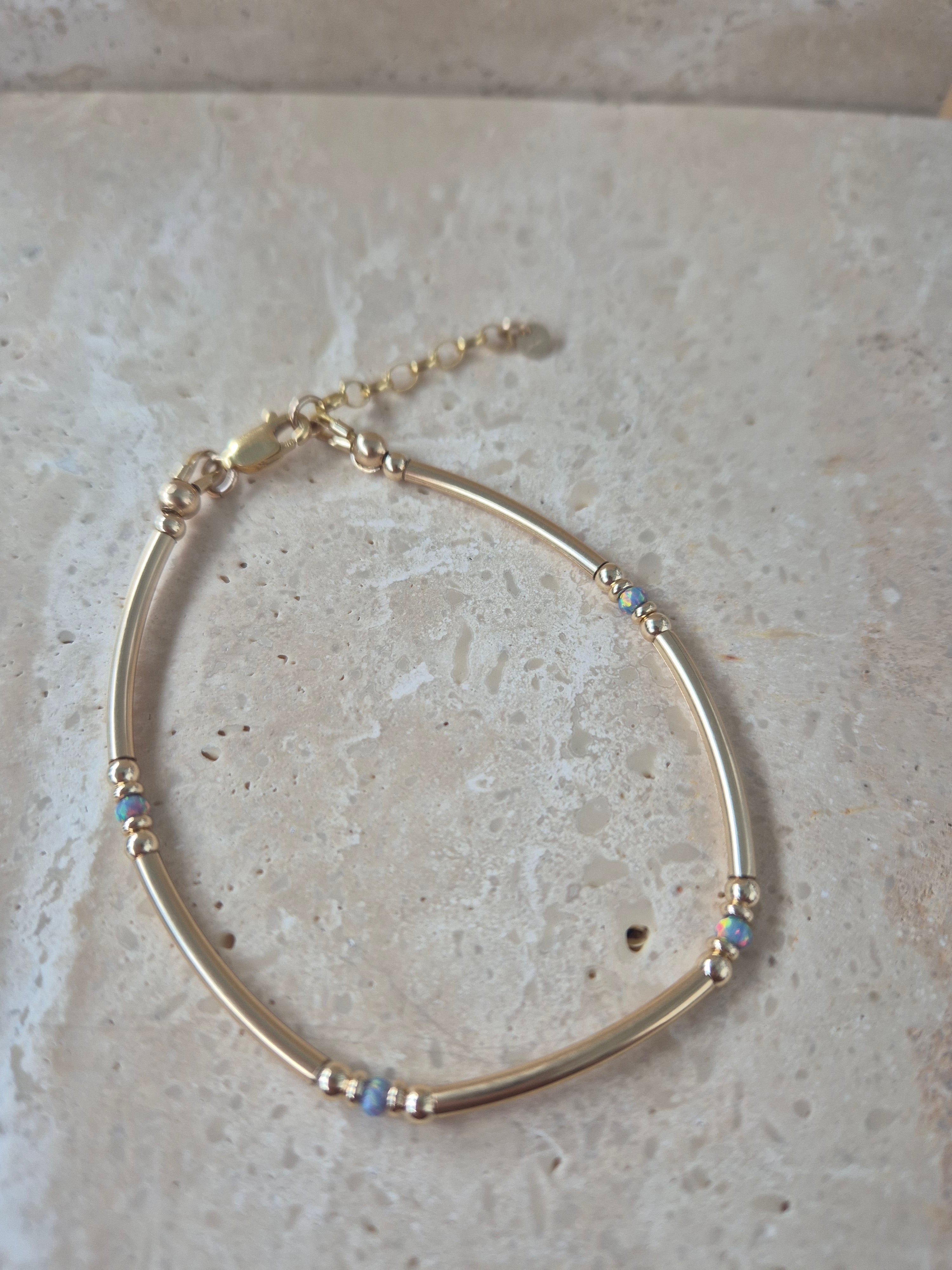 14kt GoldFill/Opal Storm Tube Bracelet