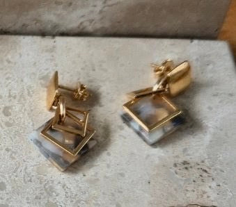 14kt GoldFill/Acetate Renew Square Studs
