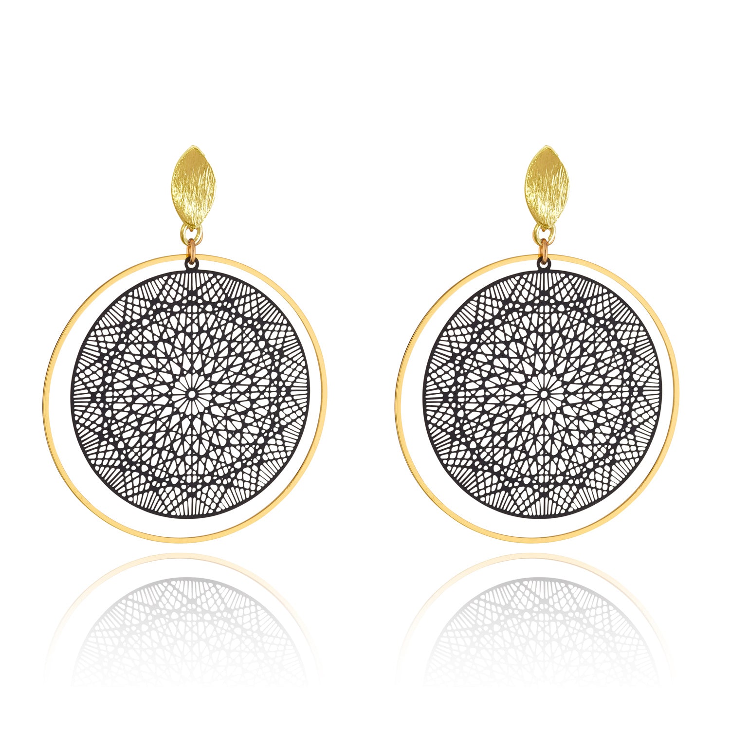 Black Moroccan Disc Earrings