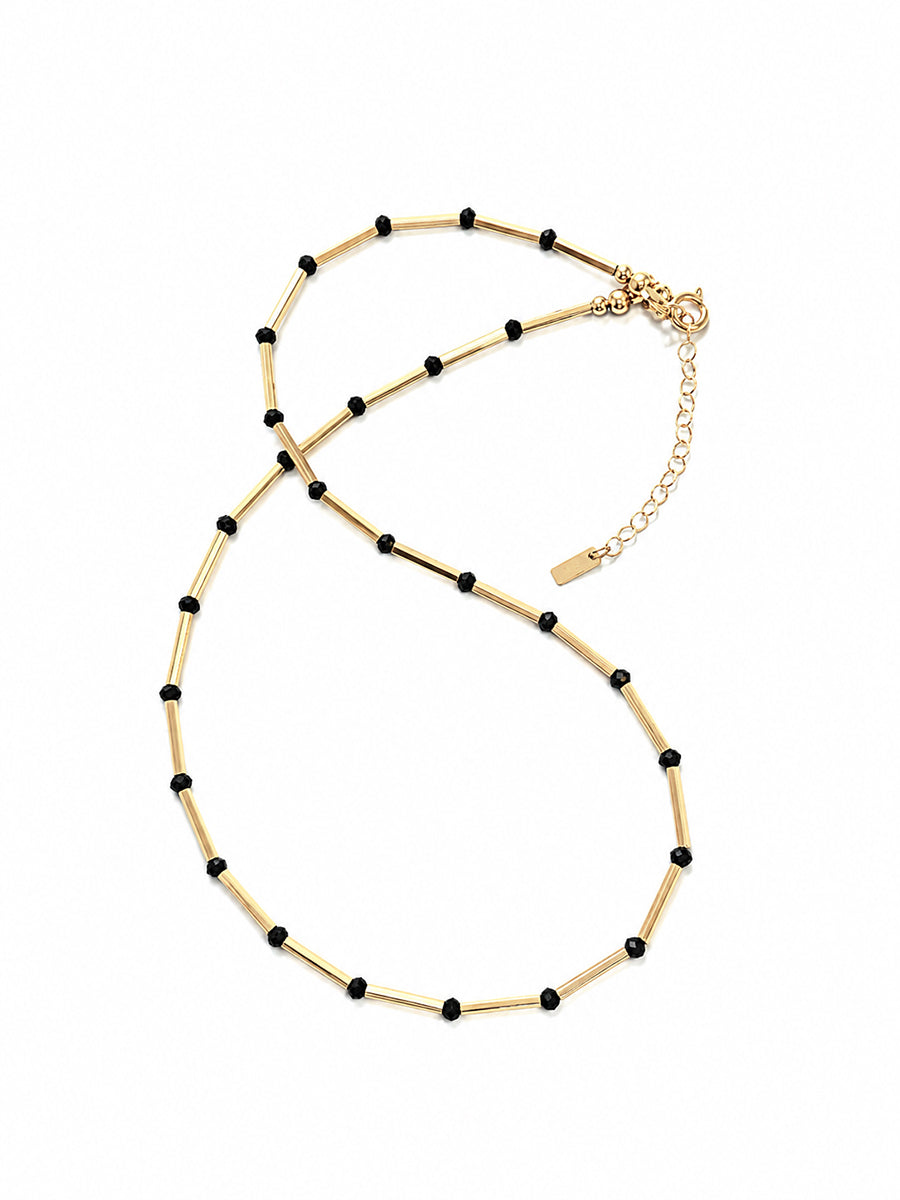 Nightsky Linear Necklace - 14kt GoldFill/Spinel Gemstones