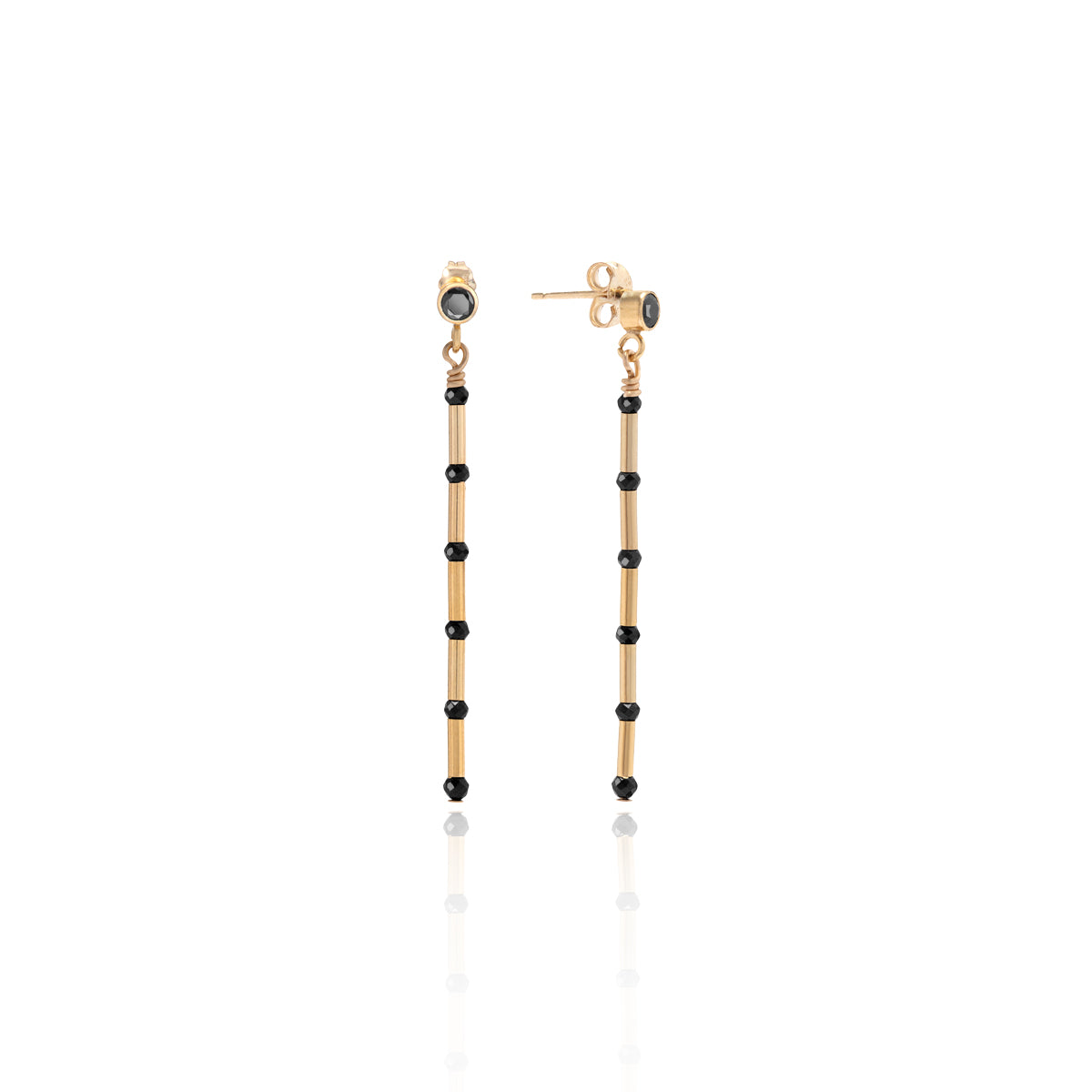 Nightsky Linear Earrings - 14kt GoldFill/Spinel Gemstones