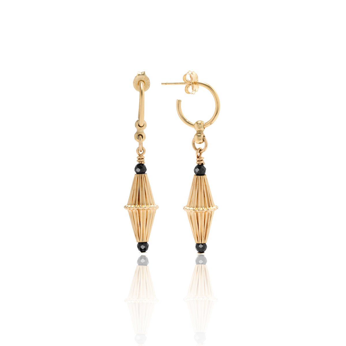 Nightsky Cylinder Earrings - 14kt GoldFill/Spinel Gemstones