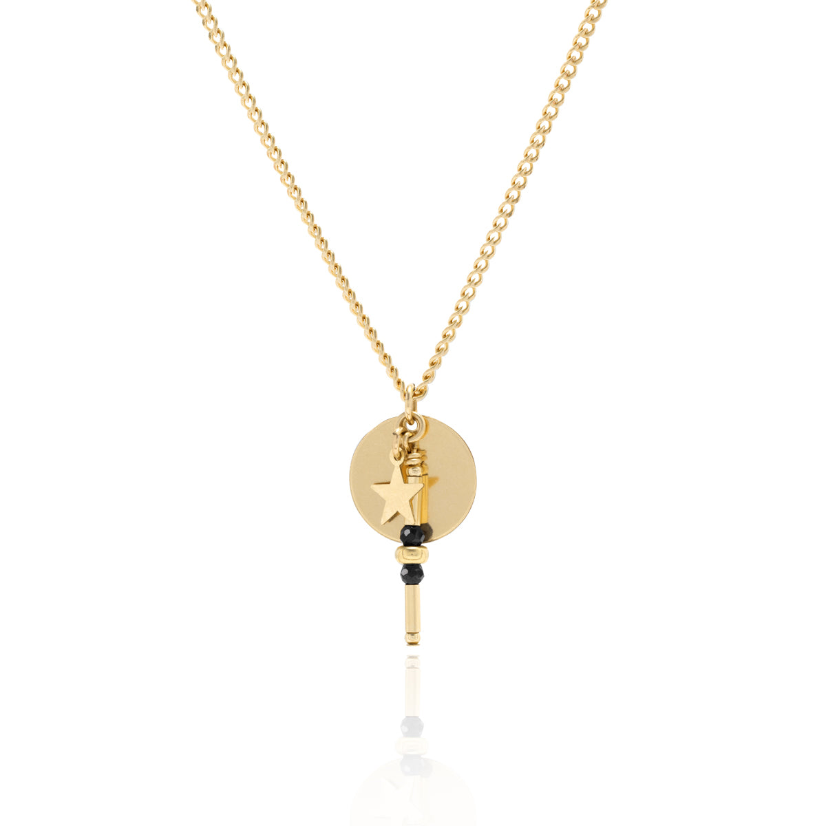 Nightsky Disc Pendant - 14kt Goldfill/Spinel Gemstones