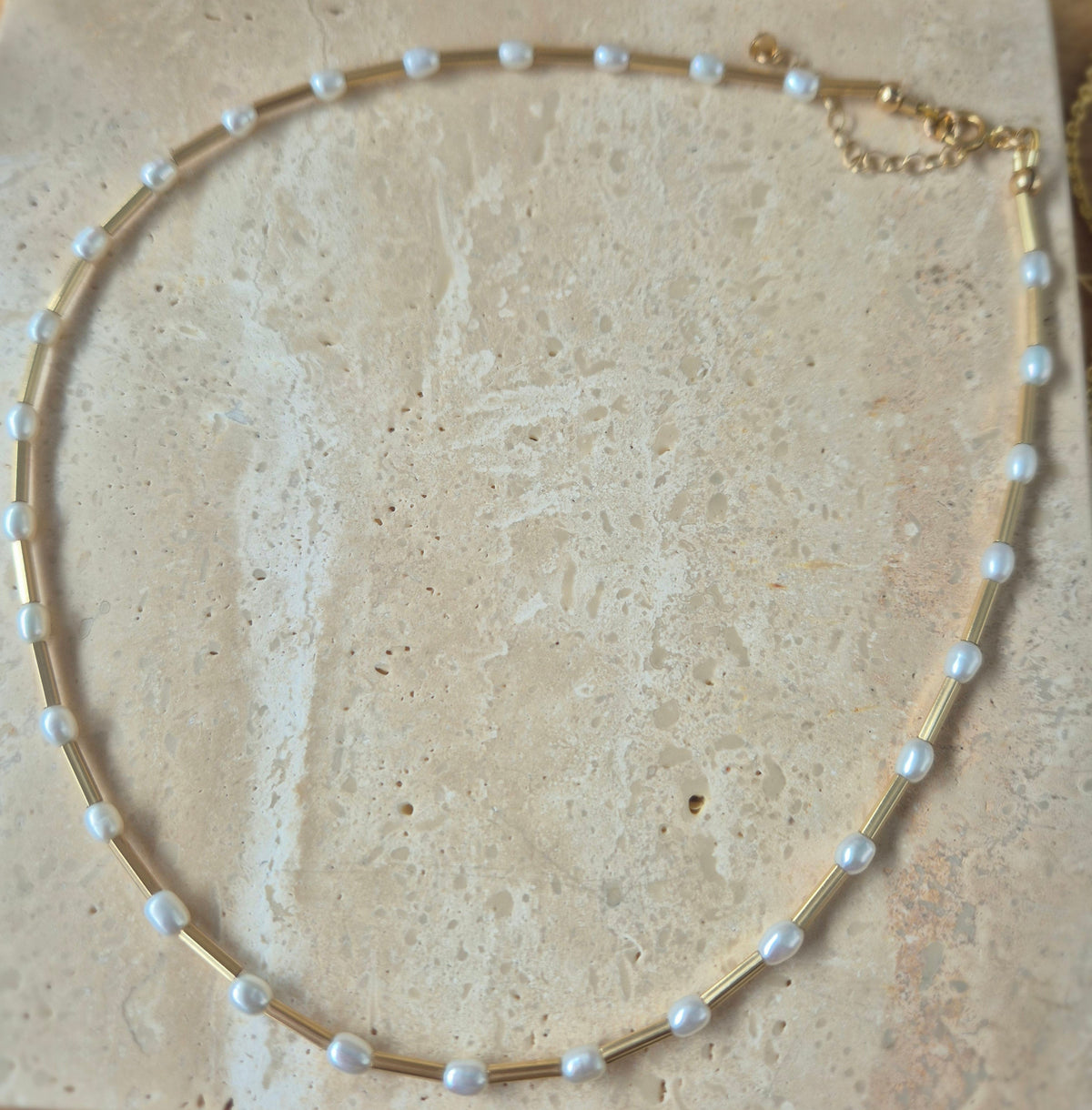 Selene Linear Necklace - 14ktGoldFill/Pearl