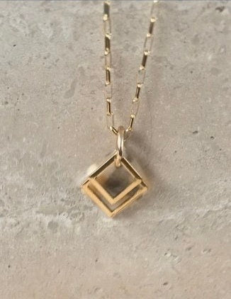 14kt GoldFill/Acetate Square Pendant