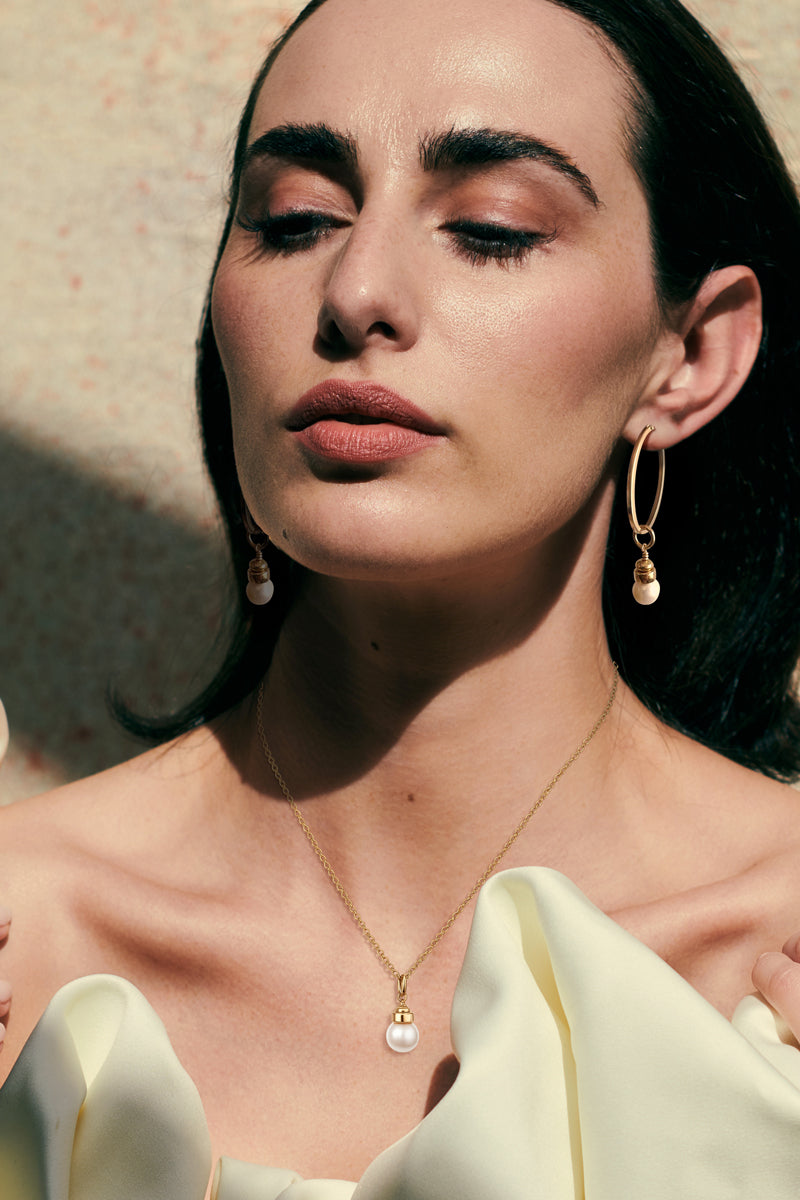 14ktGoldFill/Pearl Statement Hoops