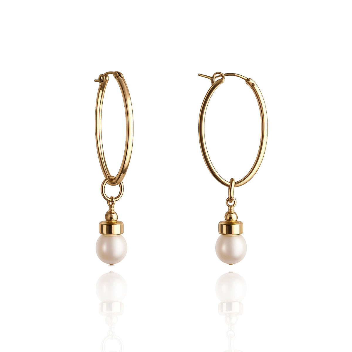 14ktGoldFill/Pearl Statement Hoops