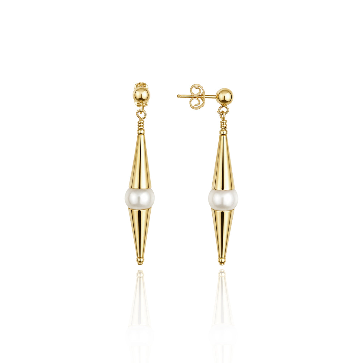 14Kt Goldfill/Pearl Cylinder Earrings