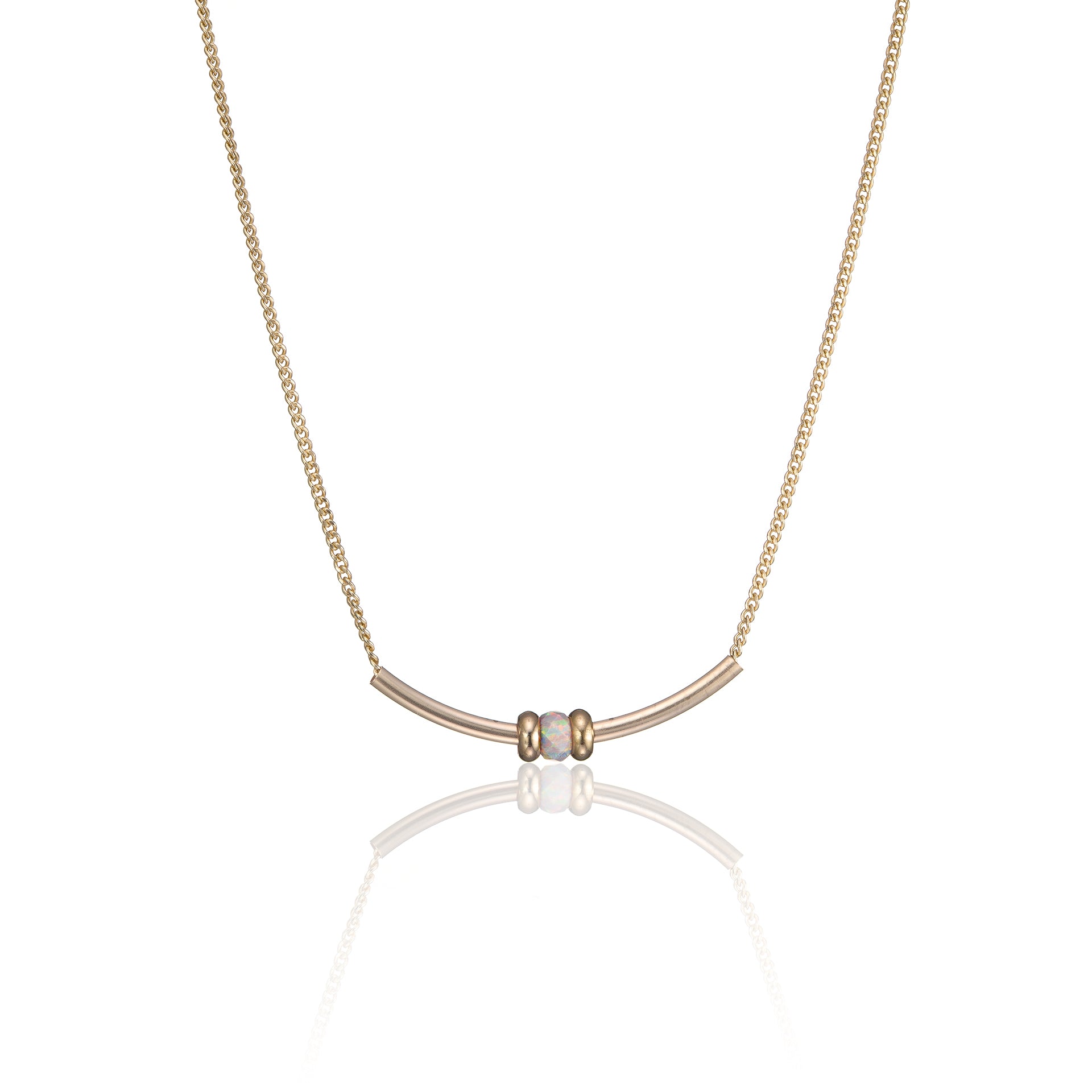 14kt GoldFill/Opal Sunset Crescent Pendant - (Curb Chain)