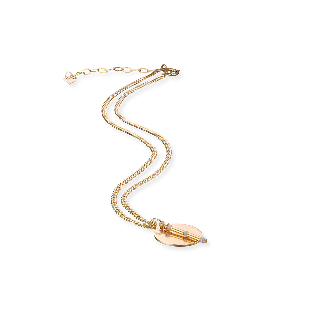 14kt GoldFill/Opal Sunset Disc Pendant (Rolo Chain)