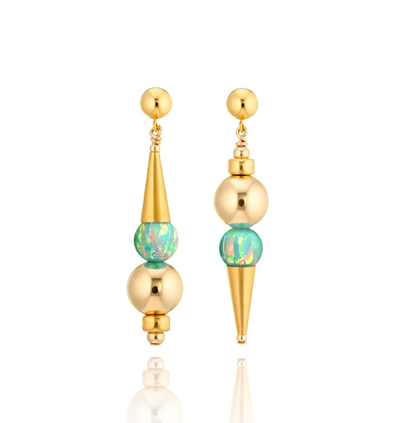 14kt GoldFill/Opal Moon Ball Point Earrings