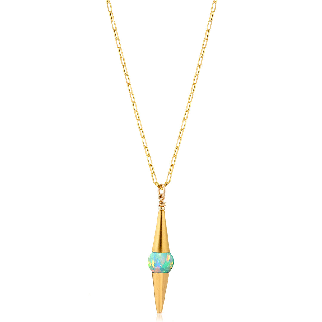 14kt GoldFill/Opal Moon Cylinder Pendant/Link Chain