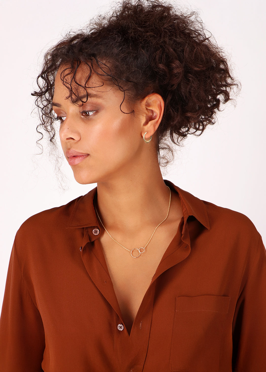 14kt GoldFill Interlock Sparkle Pendant Link Chain