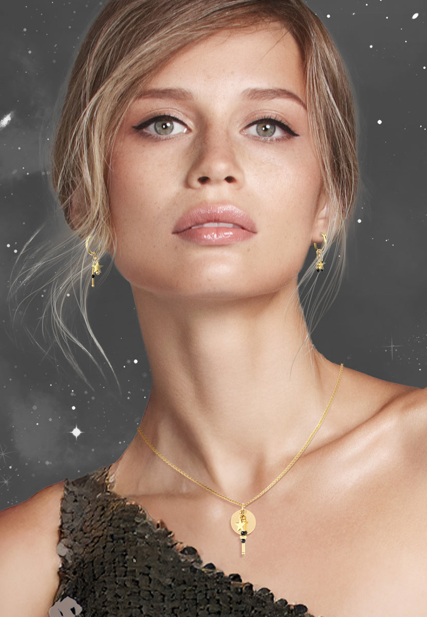 Nightsky Disc Pendant - 14kt Goldfill/Spinel Gemstones