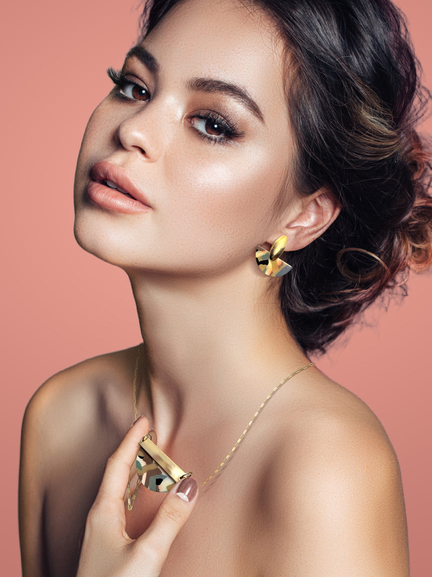 14kt Goldfill/Acetate Sunfleck Fan Earrings