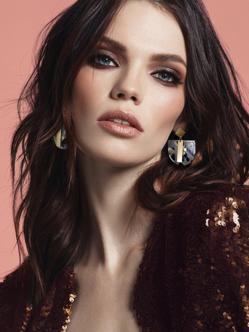 Sunfleck Statement Earrings - 14kt Goldfill/Acetate