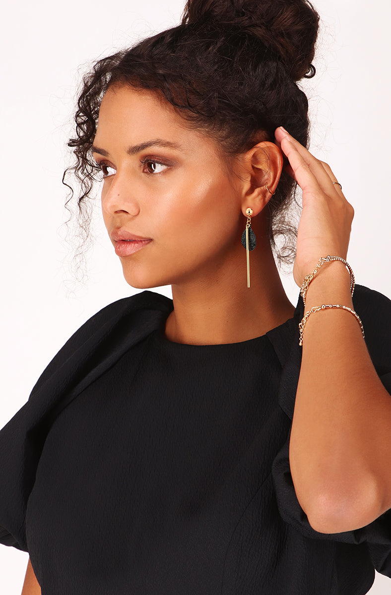 Stem Disc Drop Earrings