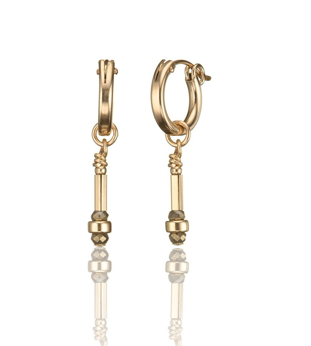 14kt Goldfill Gemstone Linear Huggies