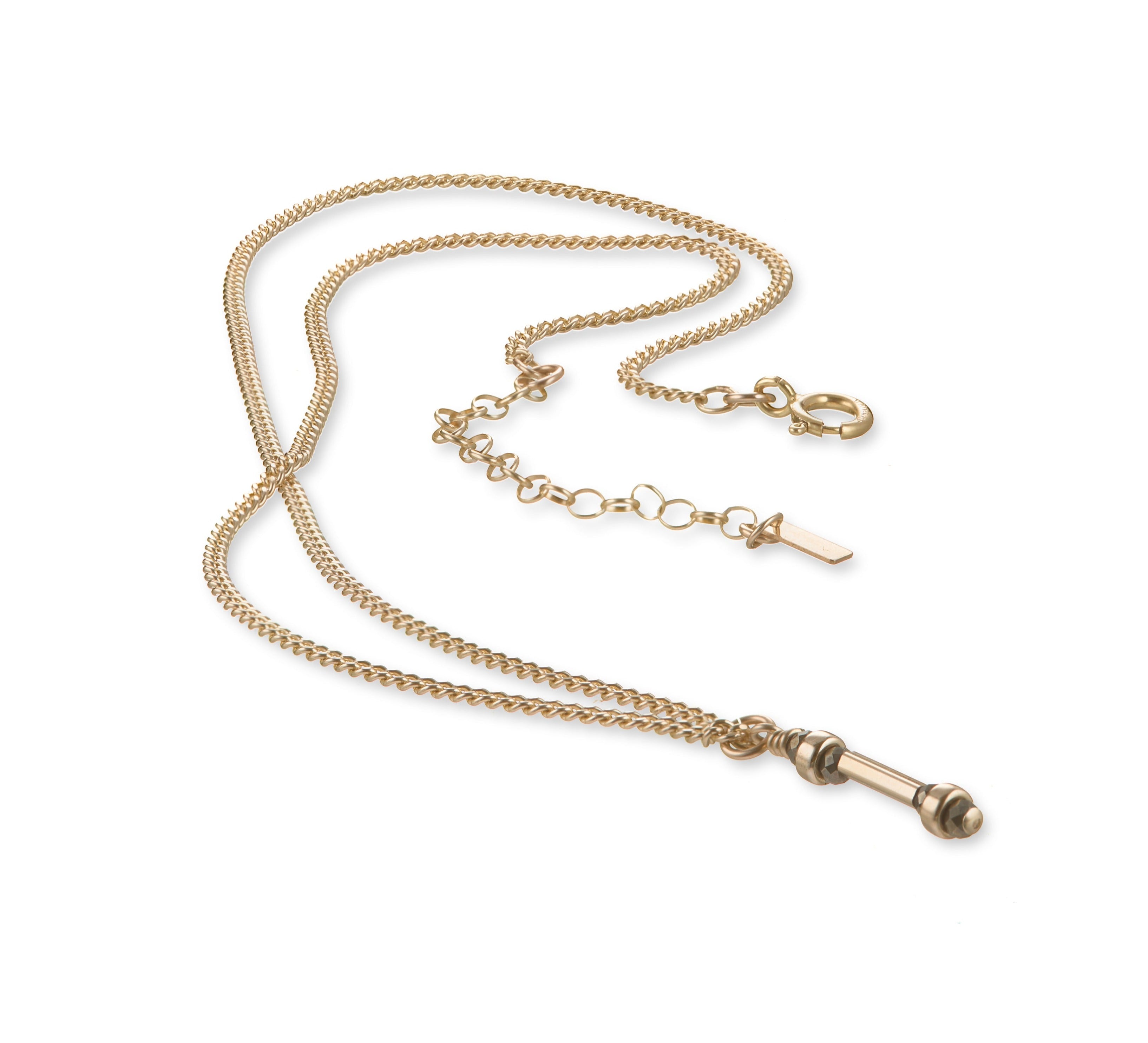 14kt Goldfill Gemstone Tube Pendant (Curb Chain)