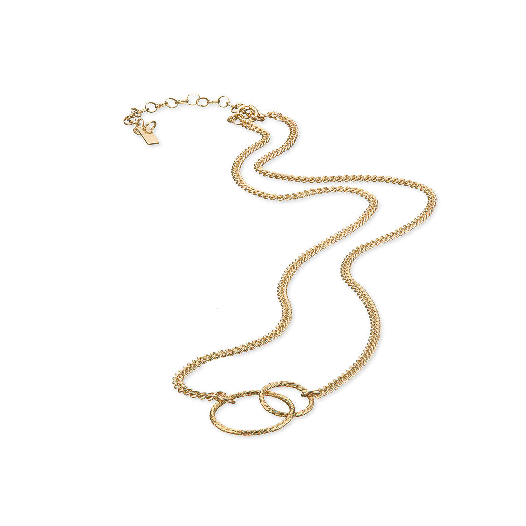 14kt GoldFill Interlock Sparkle Pendant Curb Chain