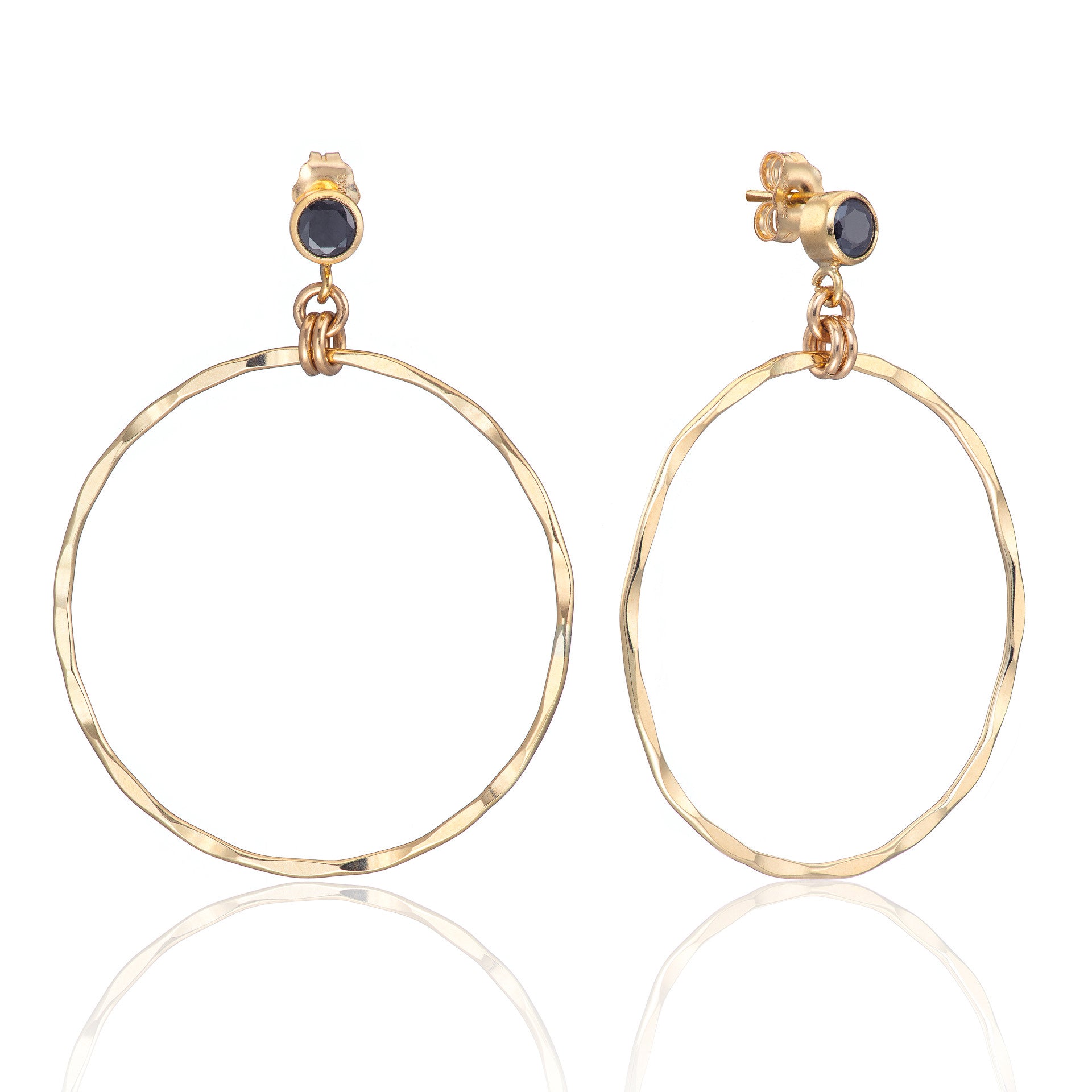 14kt GoldFill Black Stone Hoops