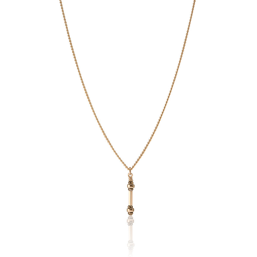 14kt Goldfill Gemstone Tube Pendant (Curb Chain)