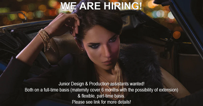 We are hiring!!! Design & Production Assistants wanted!