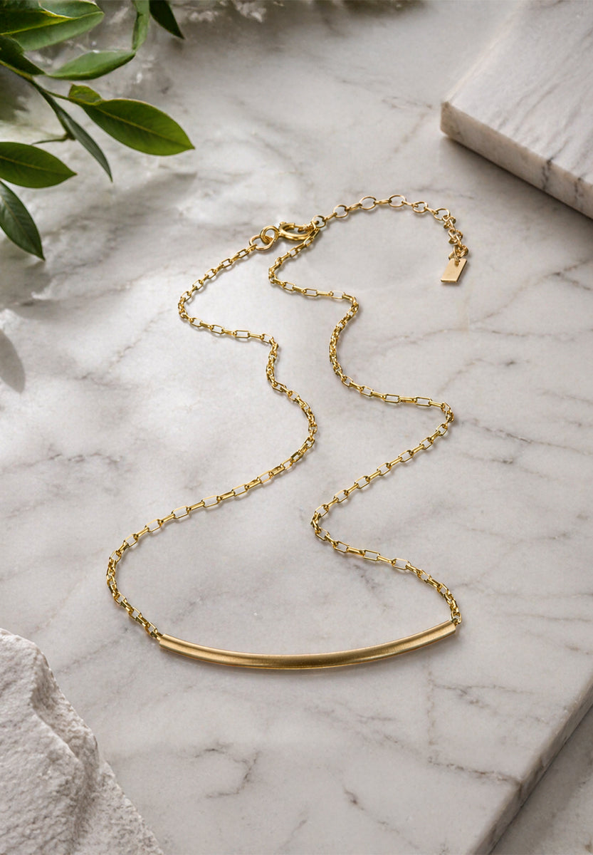 14kt GoldFill Crescent Necklace - Link Chain