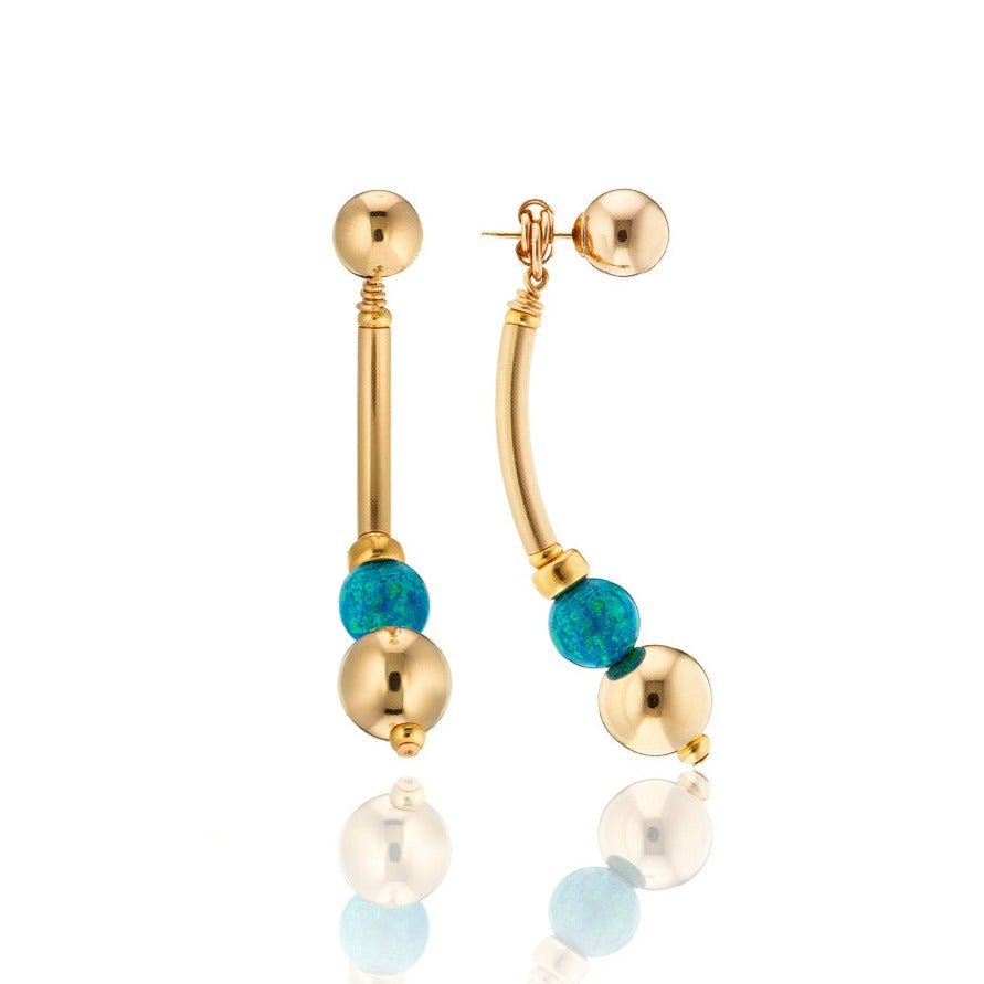 14kt GoldFill/Opal Ocean Tube Earrings