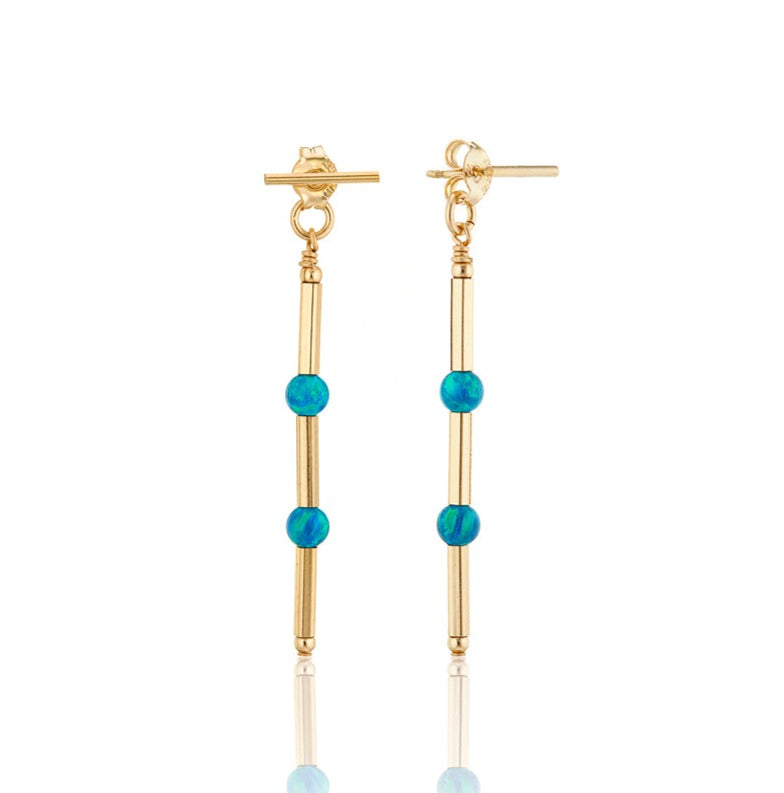 14kt GoldFill/Opal Ocean Linear Earrings - Long