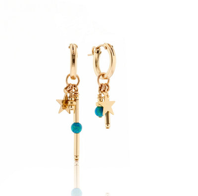 14kt GoldFill/Opal Ocean Mismatched Hoops