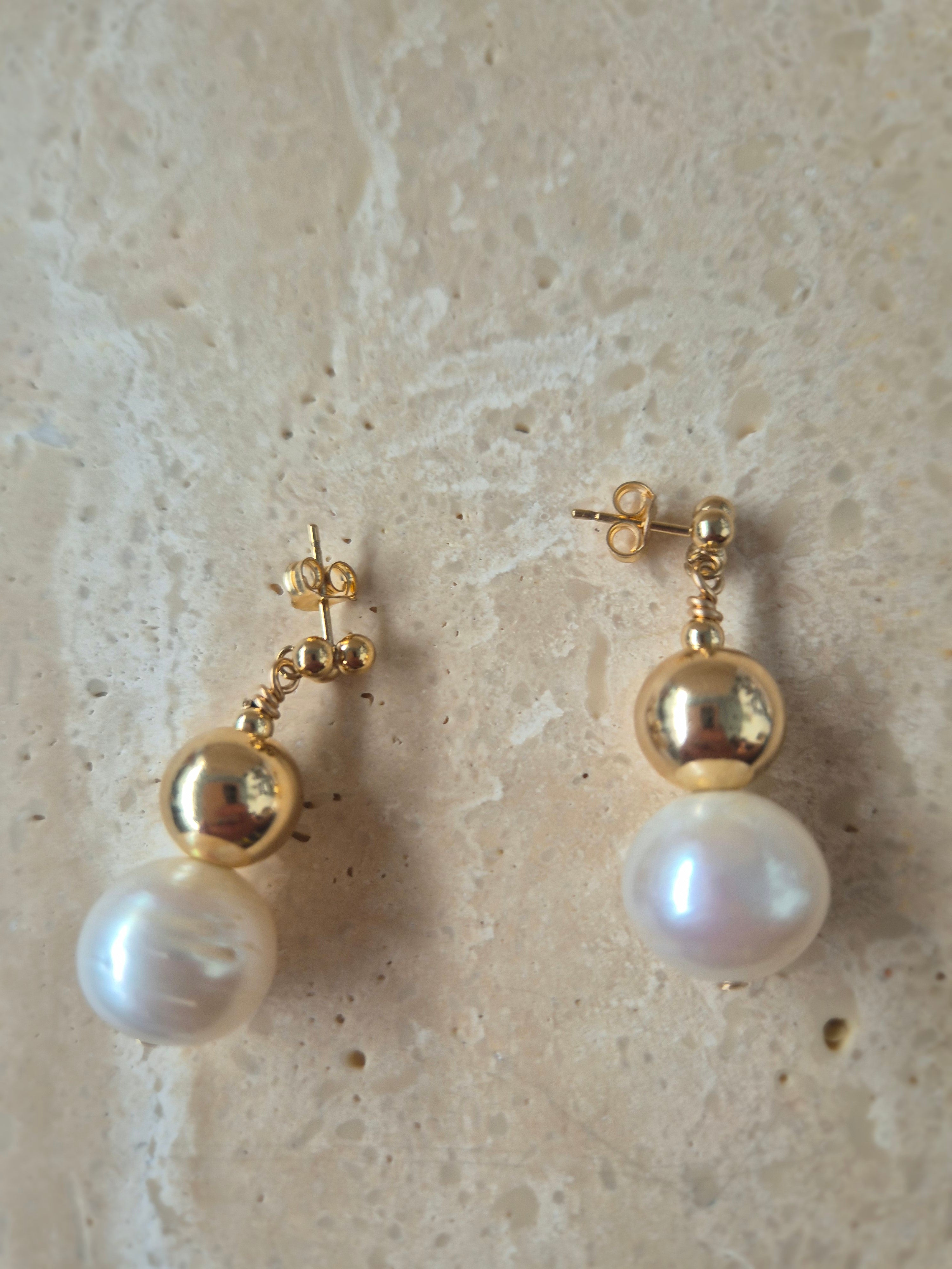 14ktGoldFill/Pearl Ball Drops