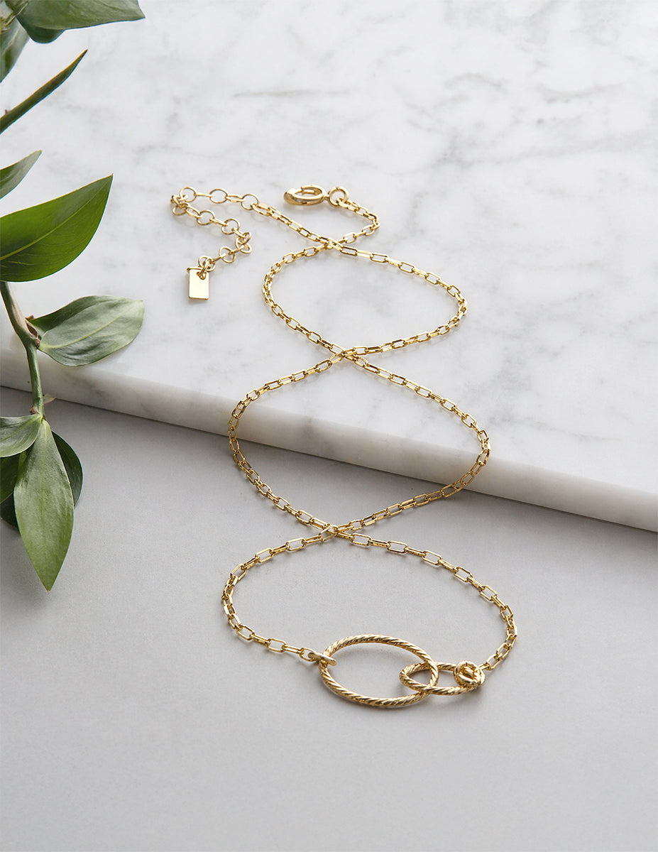 14kt GoldFill Interlock Sparkle Pendant Link Chain