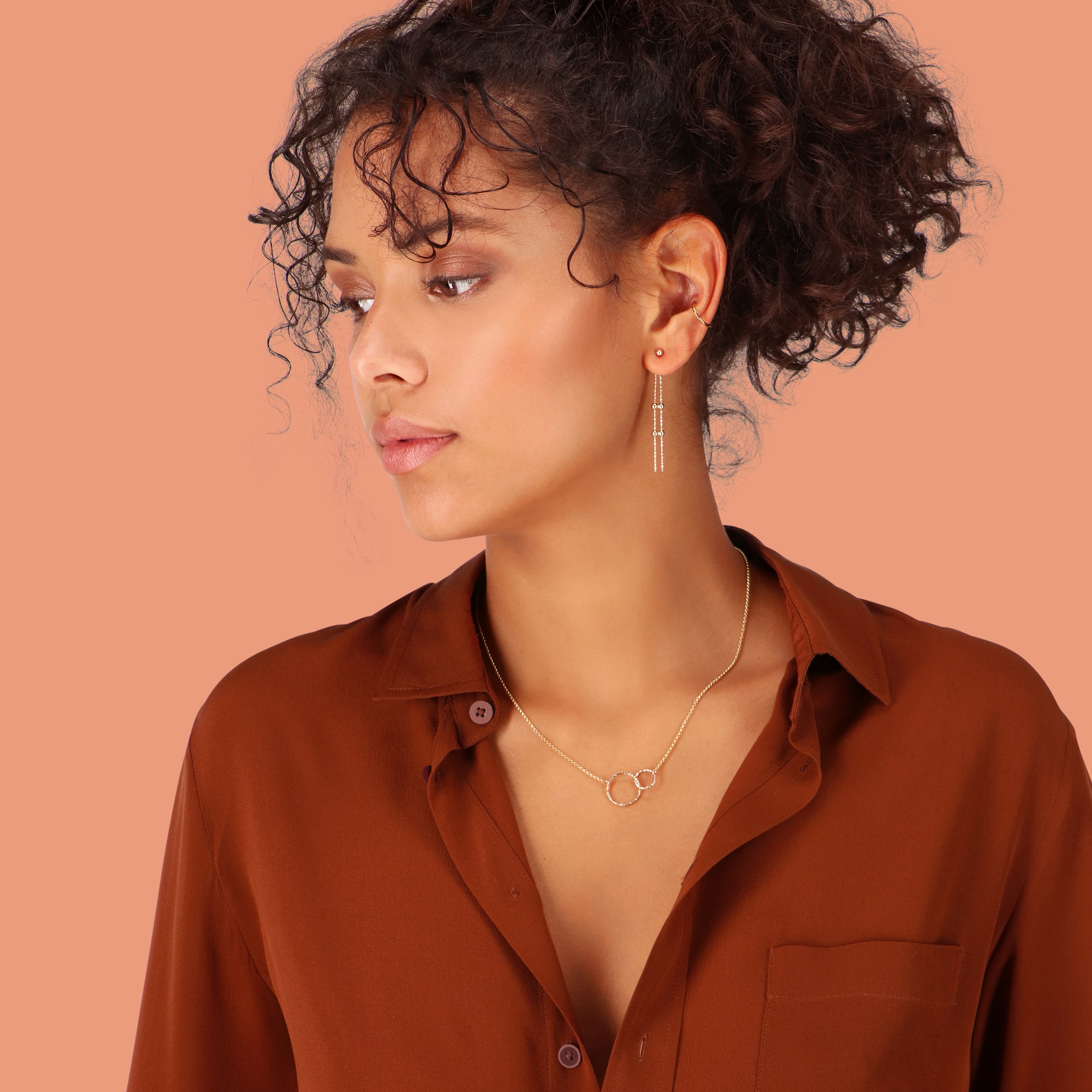 14kt GoldFill Interlock Sparkle Pendant Link Chain