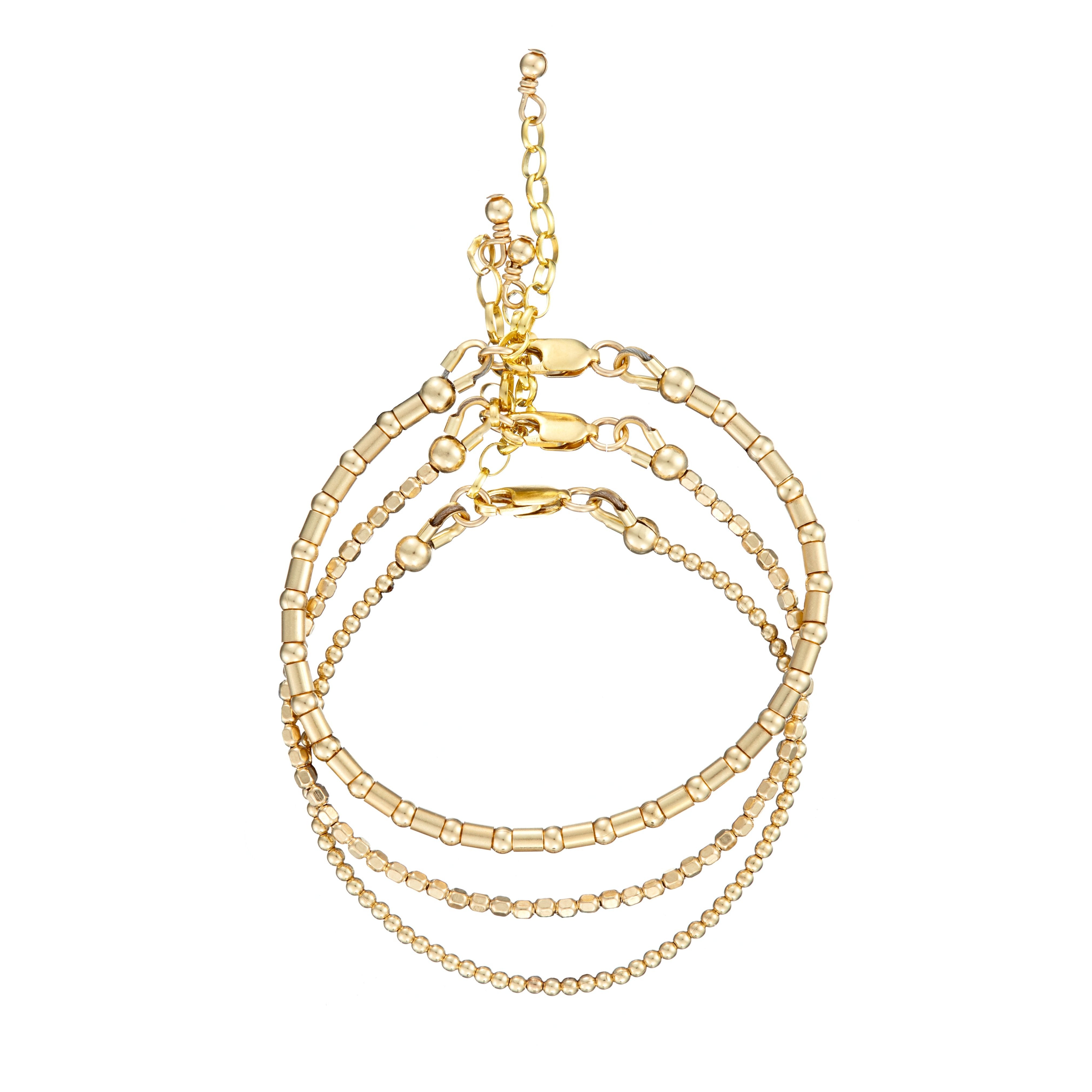 14kt Goldfill Beaded Bracelet - Set of Three