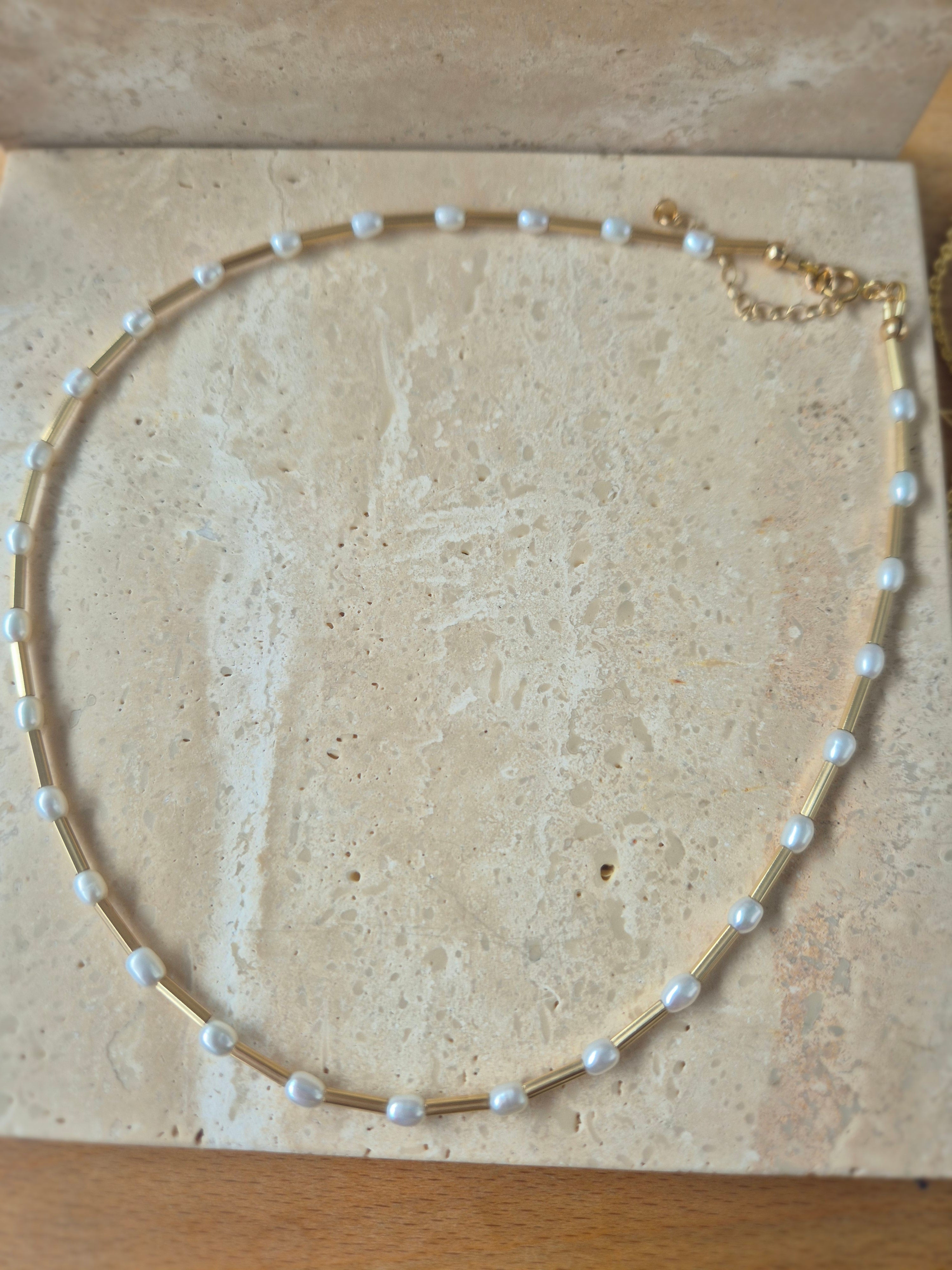 14ktGoldFill/Pearl Seed Pearl Linear Necklace