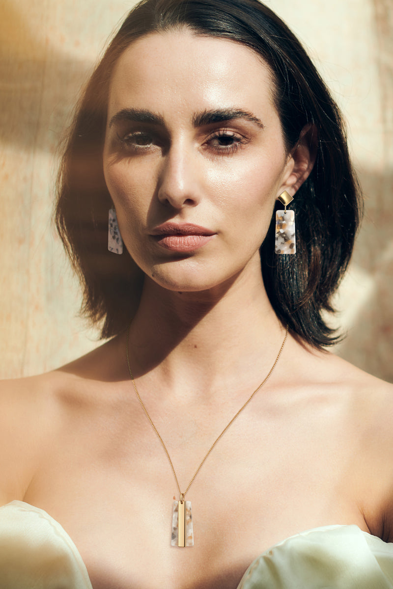14kt GoldFill/Acetate Statement Rectangle Earrings
