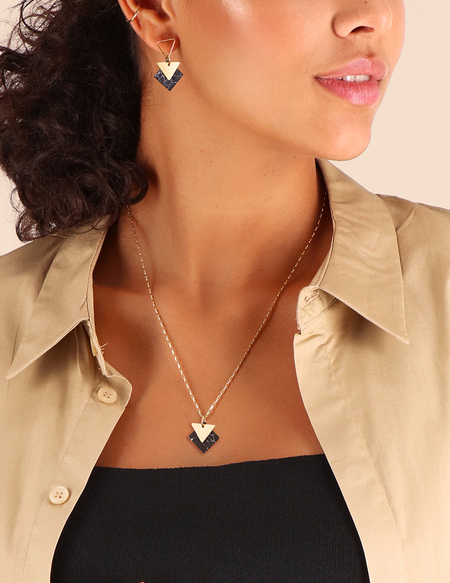 14kt GoldFilled Marble Triangle Pendant