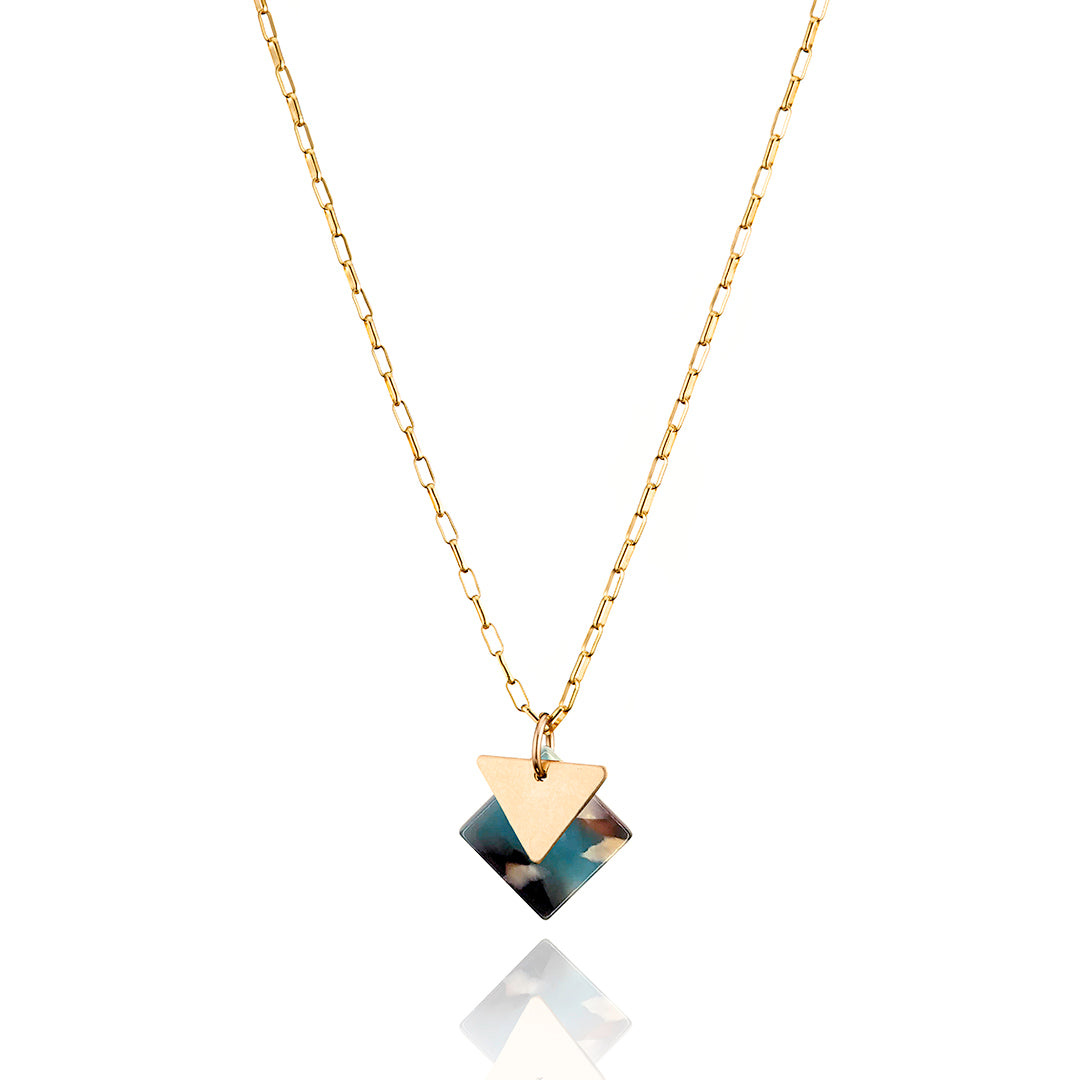 14kt GoldFill/Acetate Ocean Triangle Necklace
