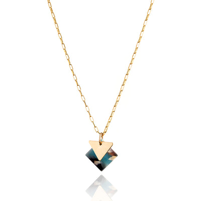 14kt GoldFill/Acetate Ocean Triangle Necklace
