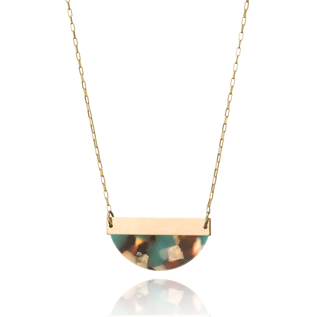 14kt GoldFill/Acetate Ocean Half Moon Pendant