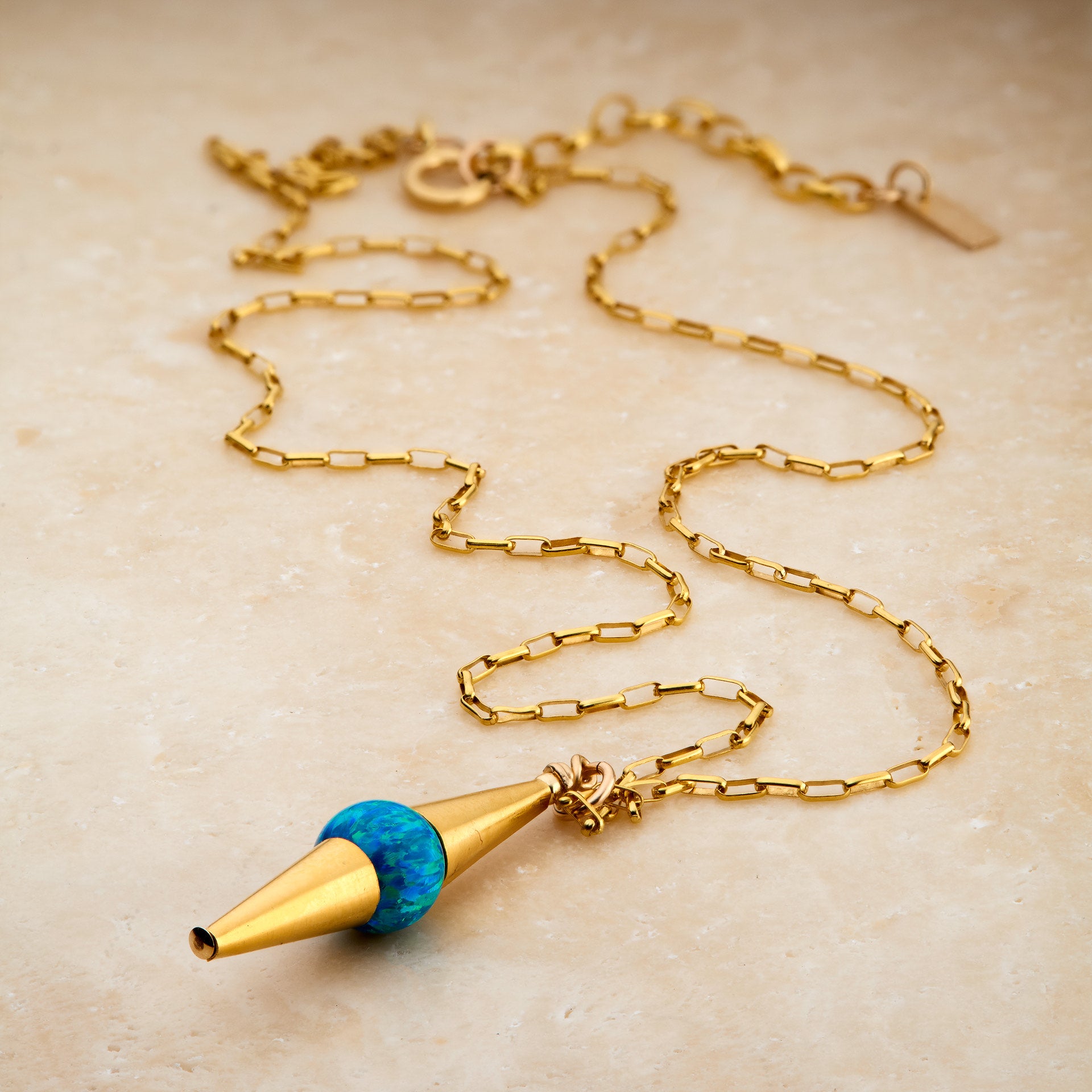 Opal Ocean Cylinder Pendant/Link Chain