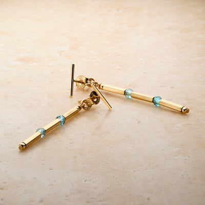 14kt GoldFill/Apatite Ocean Linear Earrings - Long