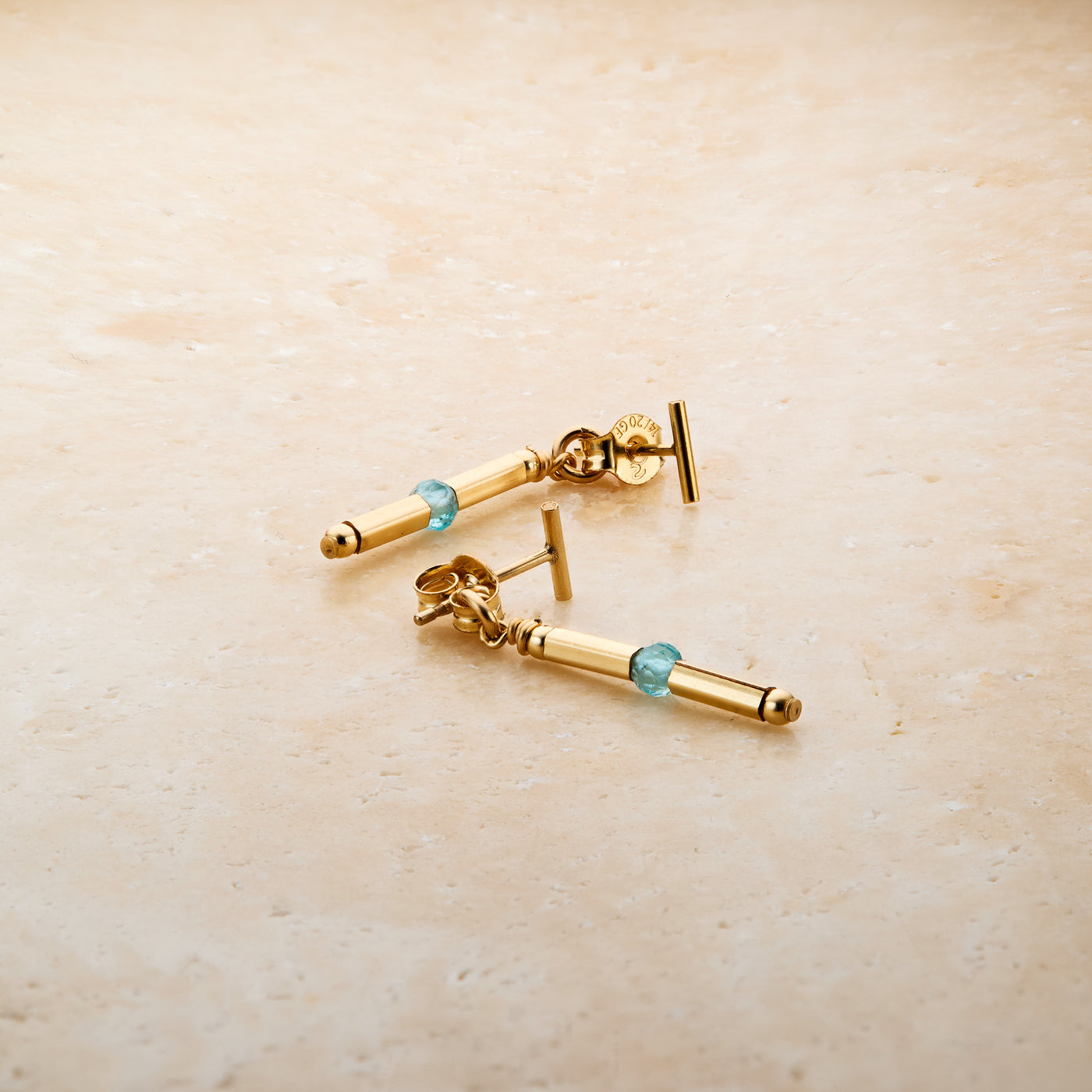 14kt GoldFill/Apatite Ocean Linear Earrings - Short