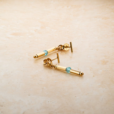 14kt GoldFill/Apatite Ocean Linear Earrings - Short