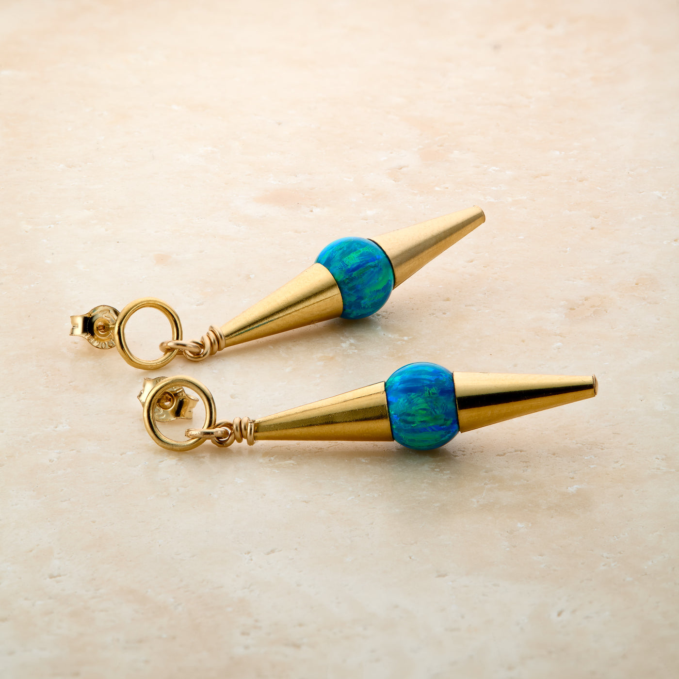 14kt GoldFill/Opal Ocean Cylinder Earrings