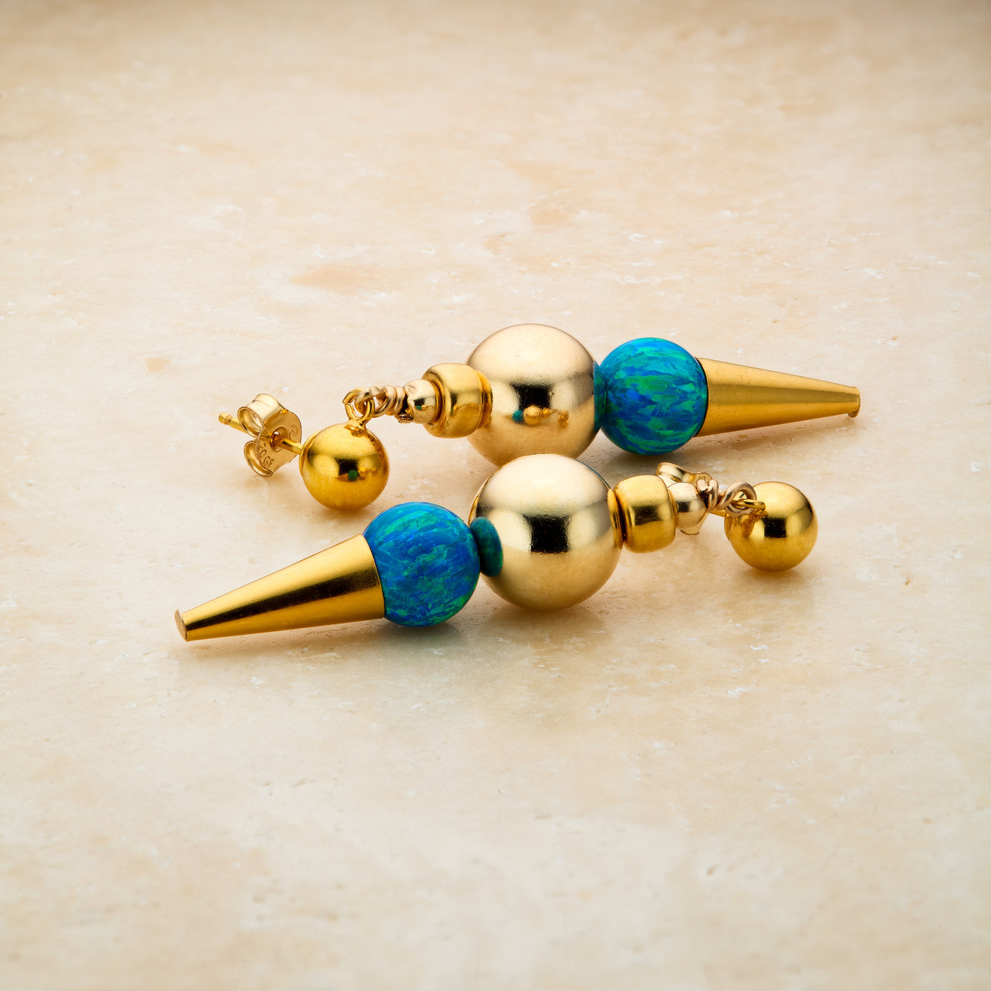 14kt GoldFill/Opal Ocean Ball Mismatched Earrings