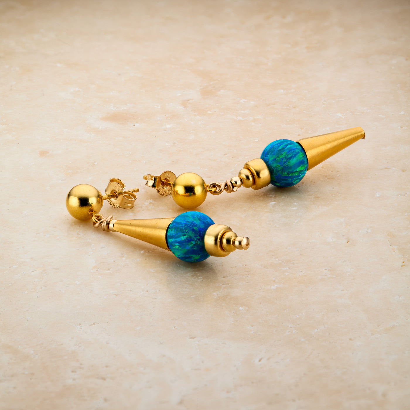 14kt GoldFill/Opal Ocean Point Mismatched Earrings