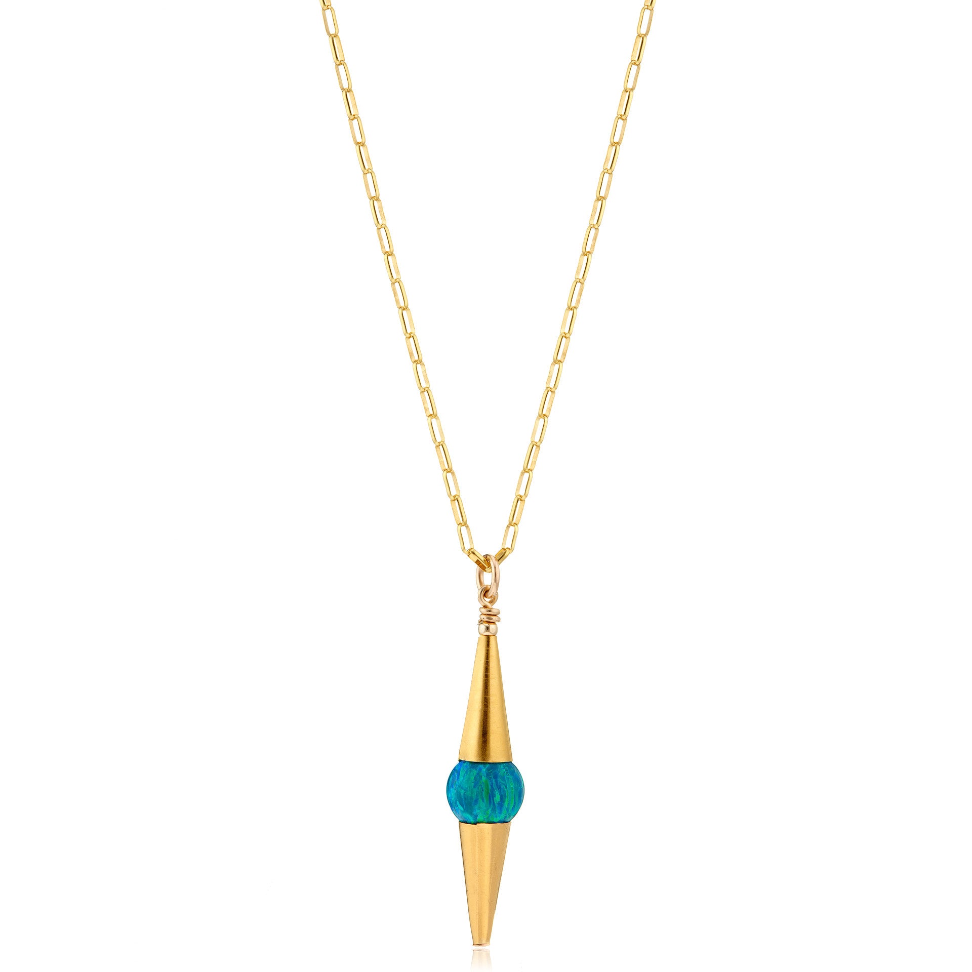 Opal Ocean Cylinder Pendant/Link Chain