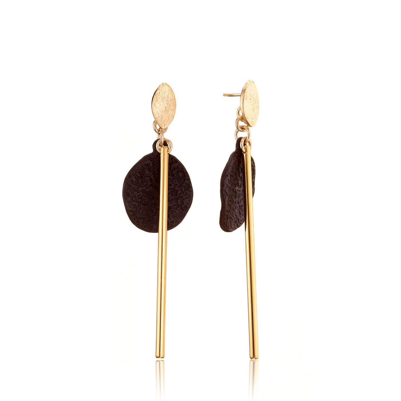 Stem Disc Drop Earrings